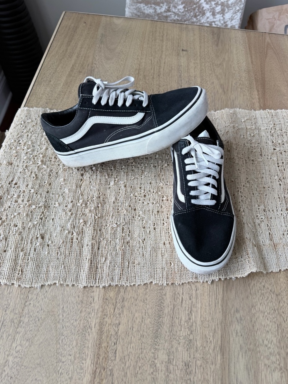 Vans Men’s Ward Black and White Low-Top Skate Sneakers
